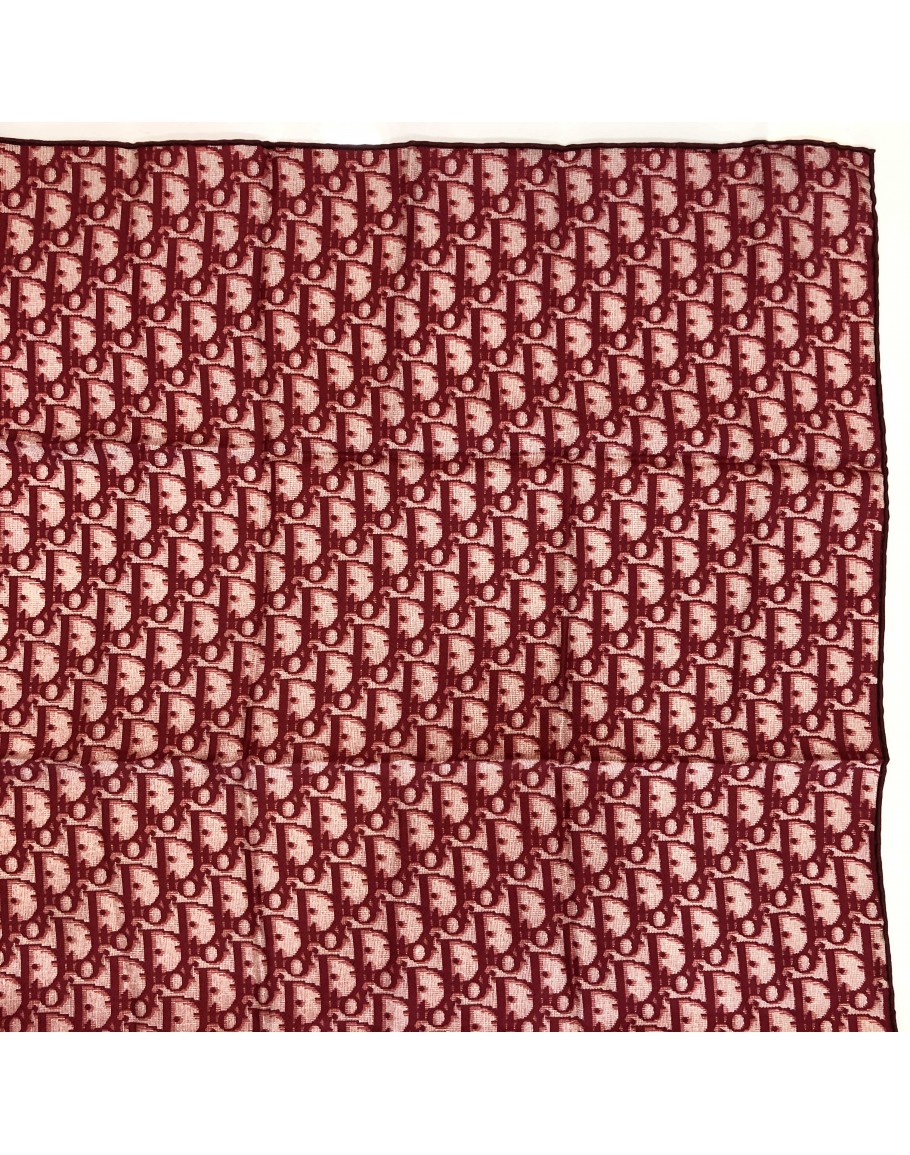 CHRISTIAN DIOR Red Oblique 100% Silk Scarf (64cm x 64cm)